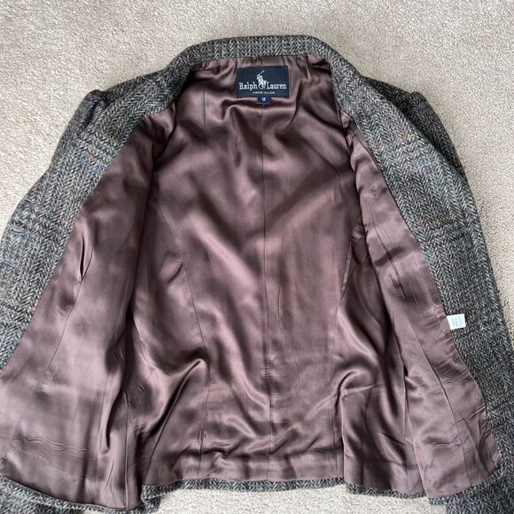 Vintage Ralph Lauren Blazer Womens 12 Houndstooth Wool Equestrian Academia Puff - Picture 4 of 7